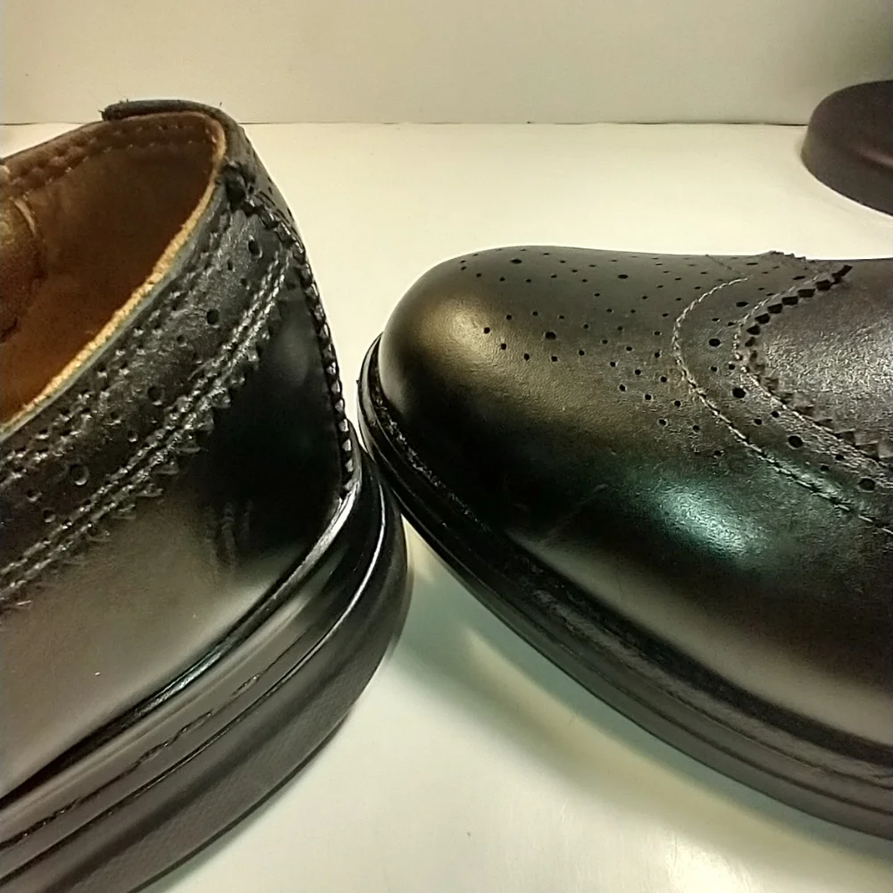 Kuru Warhol Black Leather Lace Up Wingtip Oxford Shoes Men's sz 13.